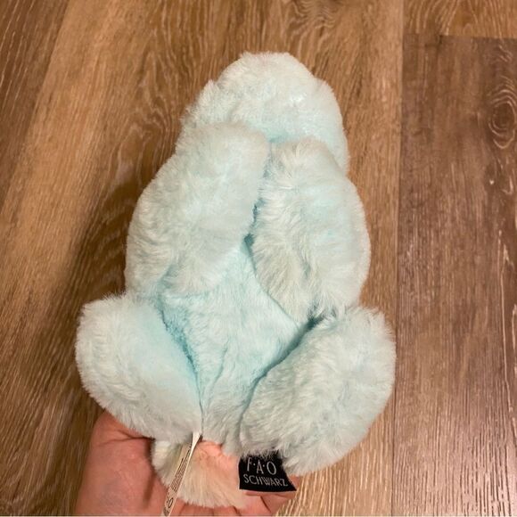 FAO Schwarz Plush Blue Bunny Soft Pastels Rainbow Tail Glitter Ears 8-9” NWOT - Picture 8 of 10